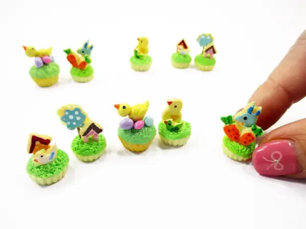 Dollhouse 5 Chick Easter Cupcake 1:12 Miniature Bunny Easter Bakery Dessert 16964 - Image 5