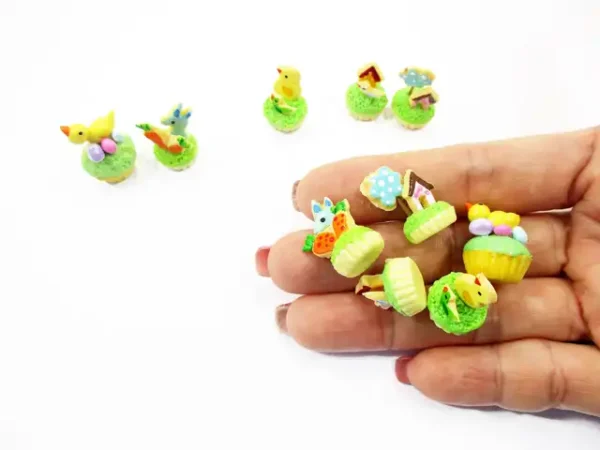 Dollhouse 5 Chick Easter Cupcake 1:12 Miniature Bunny Easter Bakery Dessert 16964 - Image 7