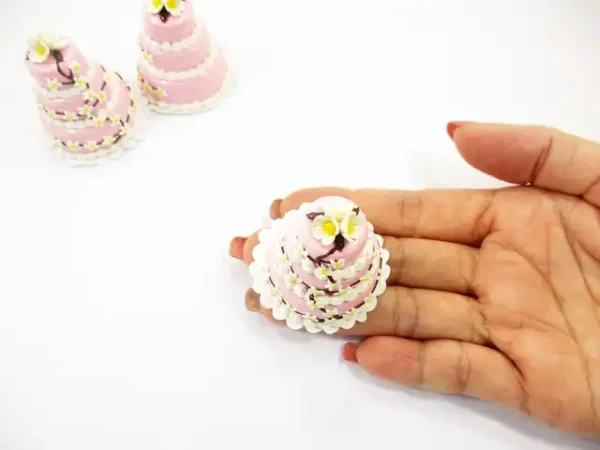 Doll House Miniature Food 3 Layer Wedding Cake Pink Mixed Flower Supply 7470 - Image 5