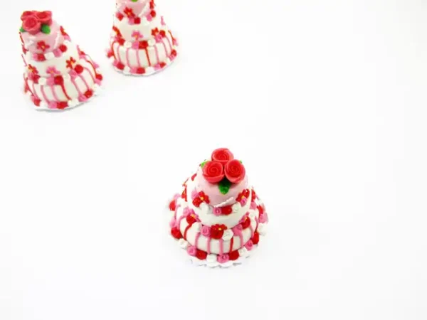 Dollhouse Miniature Food 3 Layer Wedding Cake White Creamy Flower Supply 7476 - Image 3