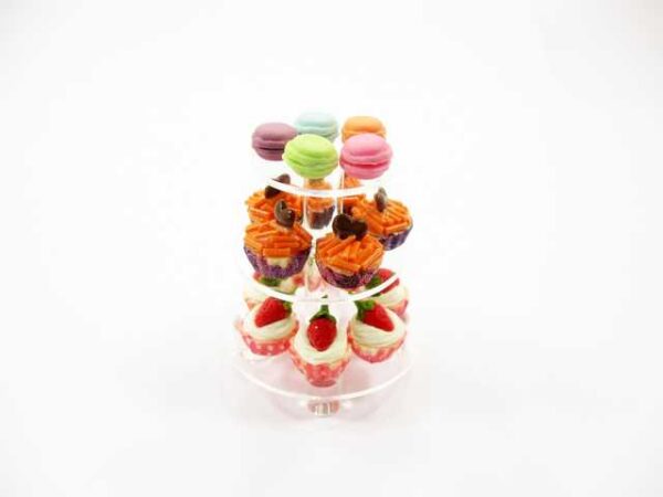 Small Clear Acrylic 3 Tiers Cake/Bakery Stand Dollhouse Miniatures 9972