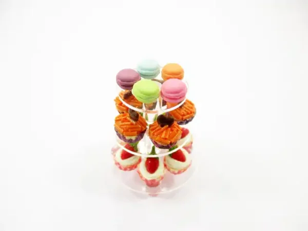 Small Clear Acrylic 3 Tiers Cake/Bakery Stand Dollhouse Miniatures 9972 - Image 2
