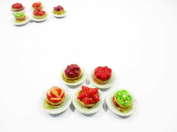 Dollhouse Miniature Food 5 Fruit Waffle Dessert On Ceramic Plate Supply 11271