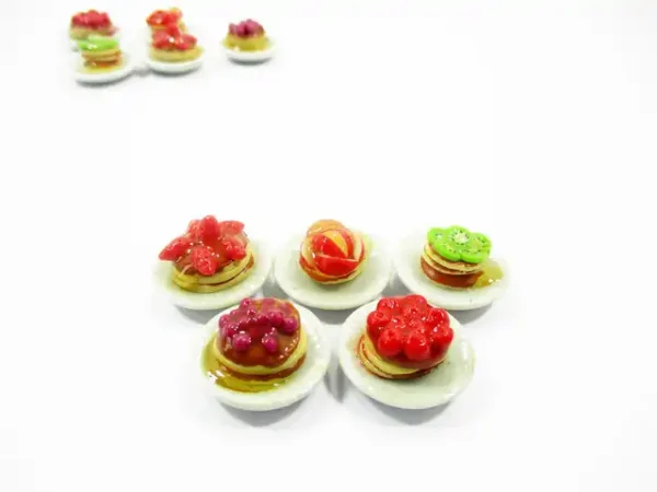 Dollhouse Miniature Food 5 Fruit Waffle Dessert On Ceramic Plate Supply 11271 - Image 2