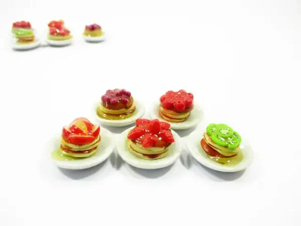 Dollhouse Miniature Food 5 Fruit Waffle Dessert On Ceramic Plate Supply 11271 - Image 3