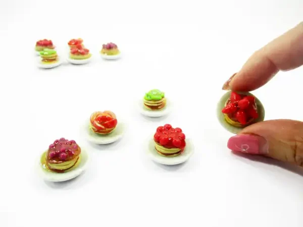 Dollhouse Miniature Food 5 Fruit Waffle Dessert On Ceramic Plate Supply 11271 - Image 5