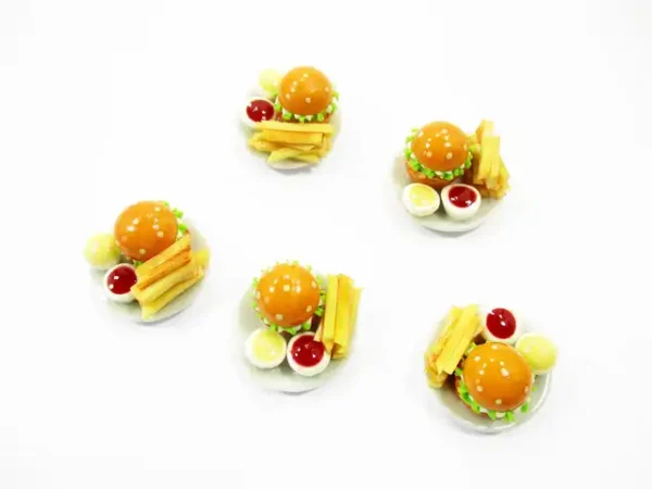 Dollhouse Miniatures Fast Food 5 Chicken Burgers French Fries 2.5cm Supply 13637 - Image 4