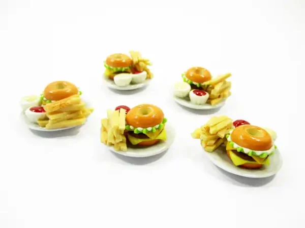 Dollhouse Miniatures Fast Food 5 Cheese Bagels French Fries 2.5cm Supply 13639 - Image 4