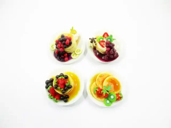 Dollhouse Miniatures Food 4 Ceramic Plates Of Dessert Mixed Pancake Supply 13789 - Image 6