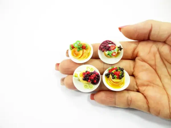 Dollhouse Miniatures Food 4 Ceramic Plates Of Dessert Mixed Pancake Supply 13789 - Image 8