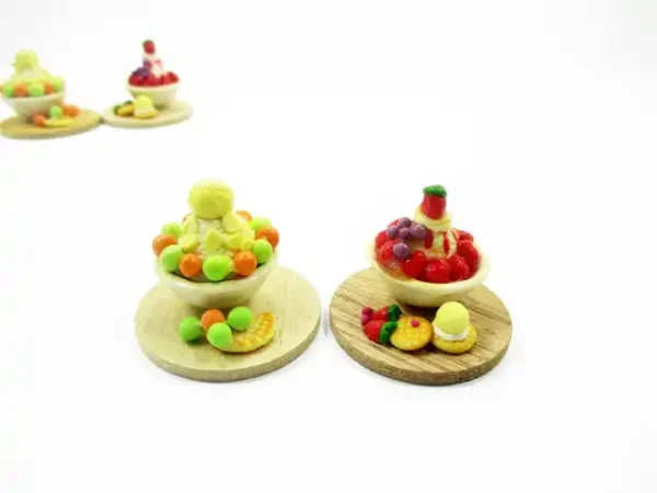 Dollhouse Miniature Food 2 Flavors Bingsu Korean Dessert Fruit Snowflake 13808 - Image 2