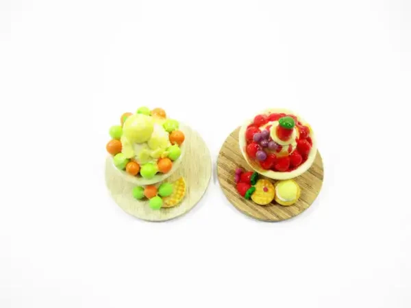 Dollhouse Miniature Food 2 Flavors Bingsu Korean Dessert Fruit Snowflake 13808 - Image 4