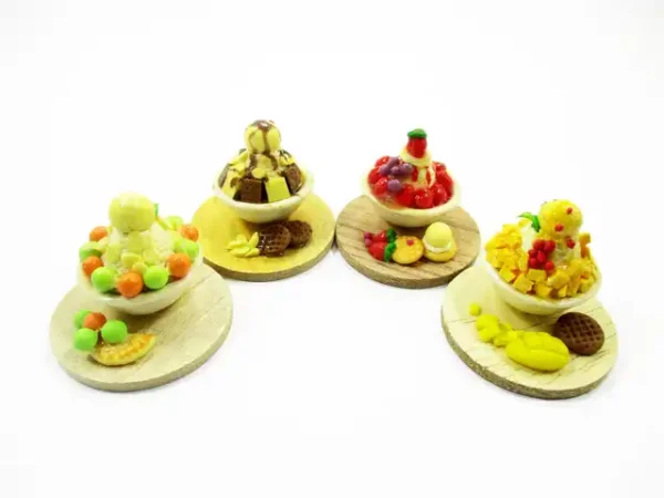 Dollhouse Miniature Food 4 Flavors Korean Dessert Fruit Snowflake Bingsu 13809 - Image 2
