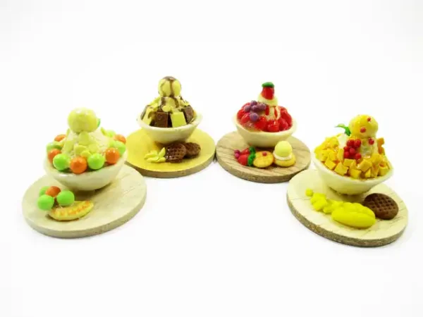 Dollhouse Miniature Food 4 Flavors Korean Dessert Fruit Snowflake Bingsu 13809 - Image 4