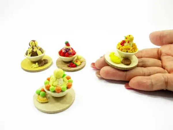 Dollhouse Miniature Food 4 Flavors Korean Dessert Fruit Snowflake Bingsu 13809 - Image 7
