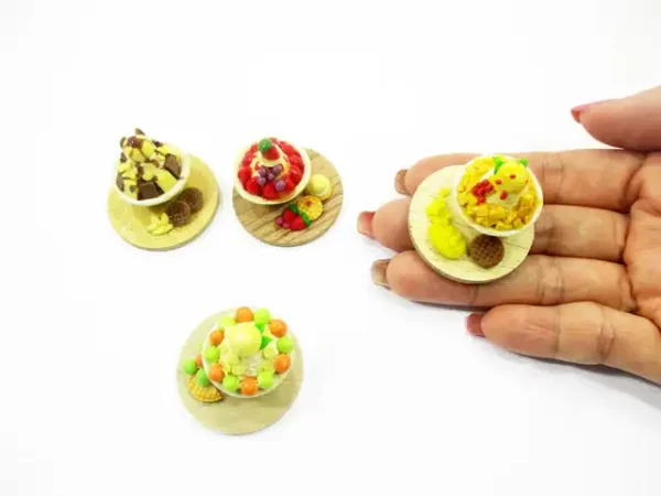 Dollhouse Miniature Food 4 Flavors Korean Dessert Fruit Snowflake Bingsu 13809 - Image 8