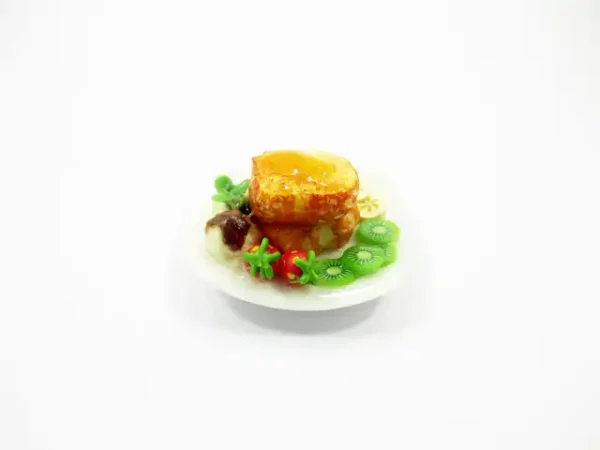 Dollhouse Miniatures Food Honey Toast Fruit Topping Dessert Sweet Plate 14145 - Image 4