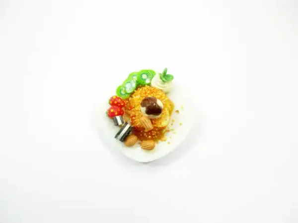 Dollhouse Miniatures Food Honey Toast Fruit Ice Cream Dessert Sweet Plate 14146 - Image 5