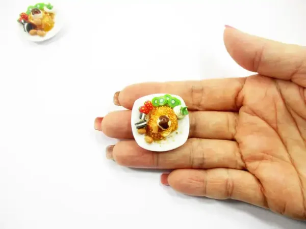 Dollhouse Miniatures Food Honey Toast Fruit Ice Cream Dessert Sweet Plate 14146 - Image 6
