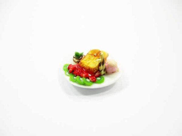 Dollhouse Miniatures Food Honey Toast Fruit Topping Dessert Sweet Plate 14148