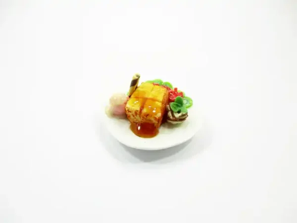 Dollhouse Miniatures Food Honey Toast Fruit Topping Dessert Sweet Plate 14148 - Image 2