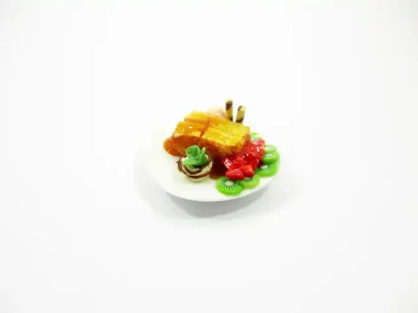 Dollhouse Miniatures Food Honey Toast Fruit Topping Dessert Sweet Plate 14148 - Image 3