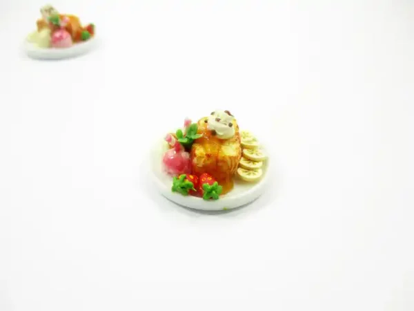 Dollhouse Miniatures Food Honey Toast Fruit Topping Dessert Ceramic Plate 14150 - Image 2