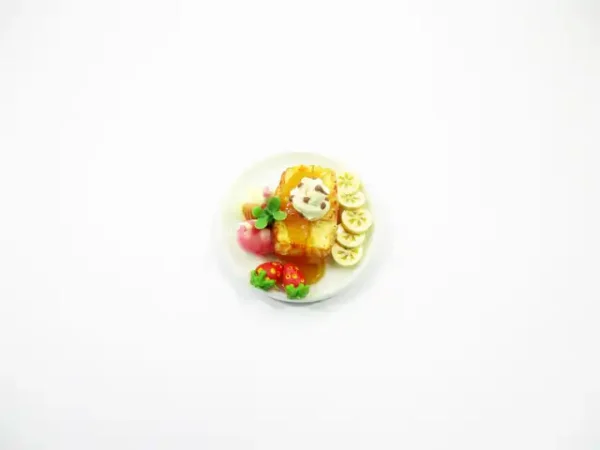 Dollhouse Miniatures Food Honey Toast Fruit Topping Dessert Ceramic Plate 14150 - Image 5