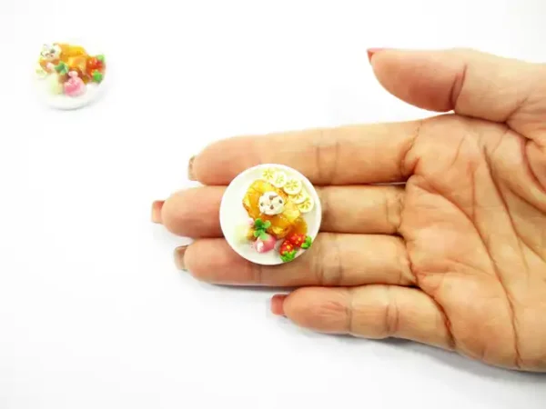 Dollhouse Miniatures Food Honey Toast Fruit Topping Dessert Ceramic Plate 14150 - Image 6