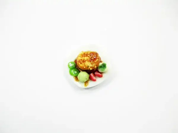 Dollhouse Miniatures Food Honey Toast Fruit Ice Cream Dessert Sweet Plate 14152 - Image 5