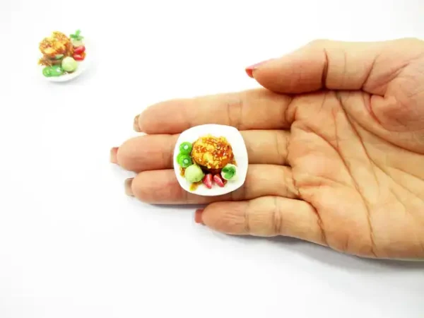 Dollhouse Miniatures Food Honey Toast Fruit Ice Cream Dessert Sweet Plate 14152 - Image 6