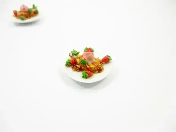 Dollhouse Miniatures Food Honey Toast Fruit Topping Dessert Ceramic Plate 14153 - Image 3