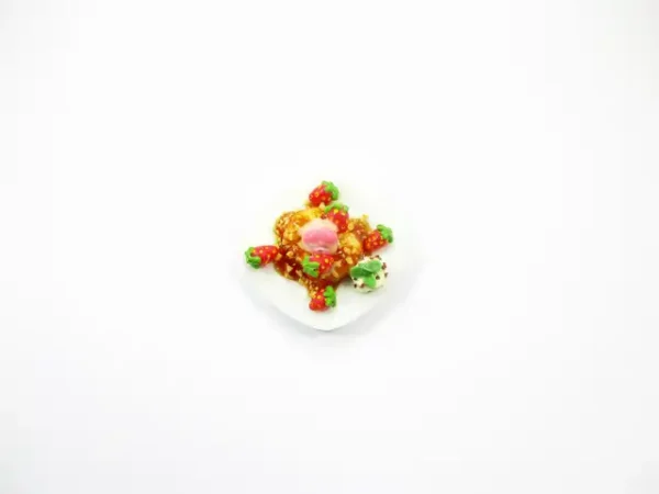 Dollhouse Miniatures Food Honey Toast Fruit Topping Dessert Ceramic Plate 14153 - Image 5