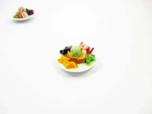 Dollhouse Miniatures Food Honey Toast Fruit Topping Dessert Sweet Plate 14154 - Image 2