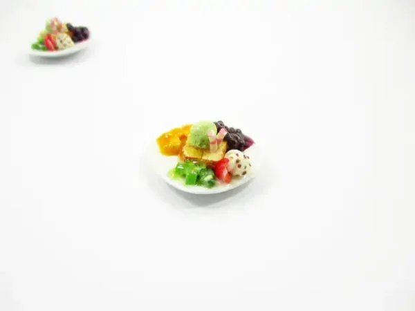 Dollhouse Miniatures Food Honey Toast Fruit Topping Dessert Sweet Plate 14154 - Image 3