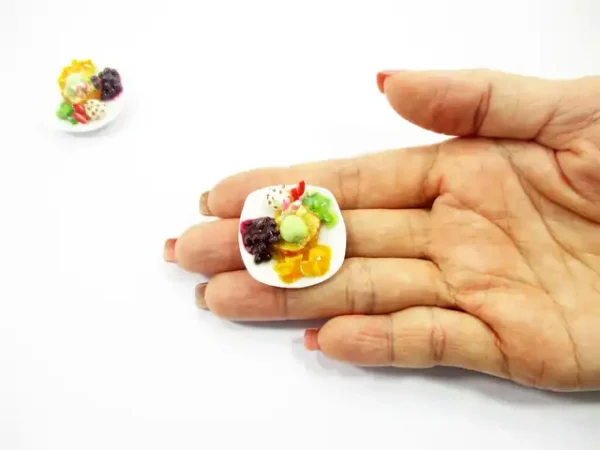 Dollhouse Miniatures Food Honey Toast Fruit Topping Dessert Sweet Plate 14154 - Image 6