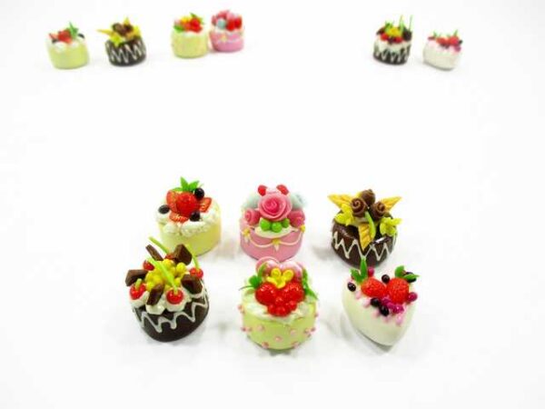 NEW Dollhouse miniature Food 6 Mixed Fruit Flower Cake Mini Tiny Bakery 15540