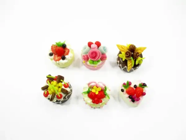 NEW Dollhouse miniature Food 6 Mixed Fruit Flower Cake Mini Tiny Bakery 15540 - Image 2