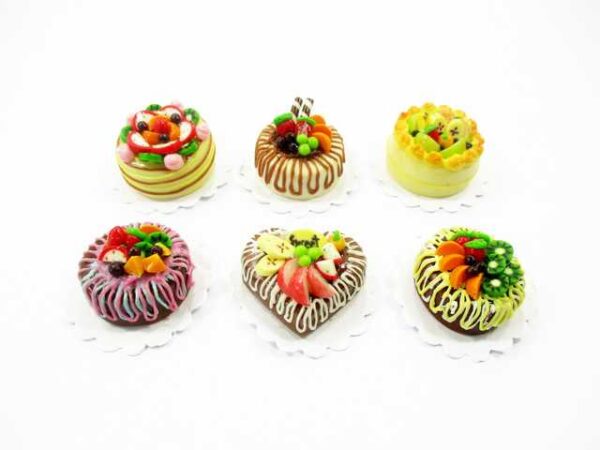 Dollhouse Miniature Food NEW 6 Mixed Fruit Cake 2 cm Doll Food Bakery 15700