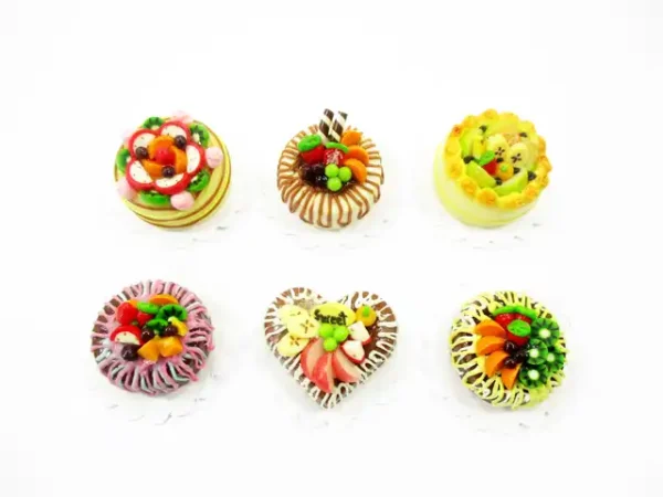Dollhouse Miniature Food NEW 6 Mixed Fruit Cake 2 cm Doll Food Bakery 15700 - Image 2