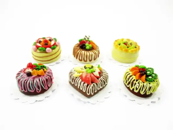 Dollhouse Miniature Food NEW 6 Mixed Fruit Cake 2 cm Doll Food Bakery 15700 - Image 3
