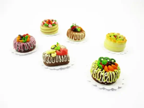 Dollhouse Miniature Food NEW 6 Mixed Fruit Cake 2 cm Doll Food Bakery 15700 - Image 4