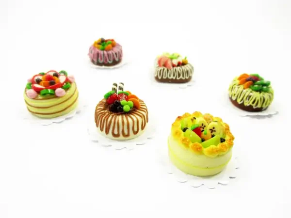 Dollhouse Miniature Food NEW 6 Mixed Fruit Cake 2 cm Doll Food Bakery 15700 - Image 5