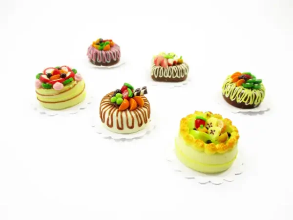 Dollhouse Miniature Food NEW 6 Mixed Fruit Cake 2 cm Doll Food Bakery 15700 - Image 6