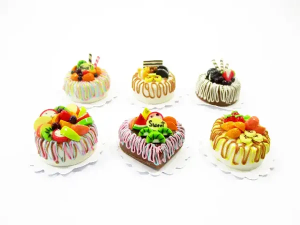 Dollhouse Miniature Food NEW 6 Mixed Fruit Cake 2 cm Doll Food Bakery 15701 - Image 3