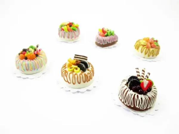 Dollhouse Miniature Food NEW 6 Mixed Fruit Cake 2 cm Doll Food Bakery 15701 - Image 5