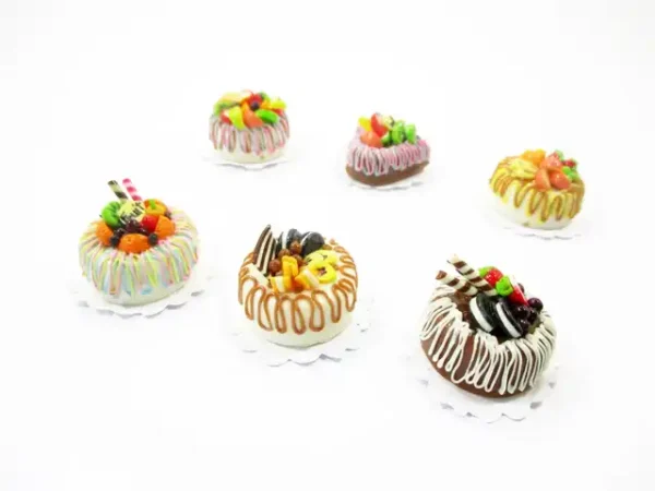 Dollhouse Miniature Food NEW 6 Mixed Fruit Cake 2 cm Doll Food Bakery 15701 - Image 6