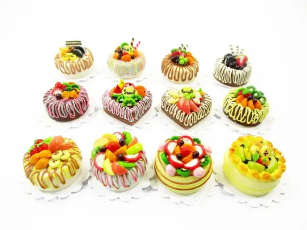 Dollhouse Miniature Food NEW 12 Mixed Fruit Cake 2 cm Doll Food Bakery 15702 - Image 2