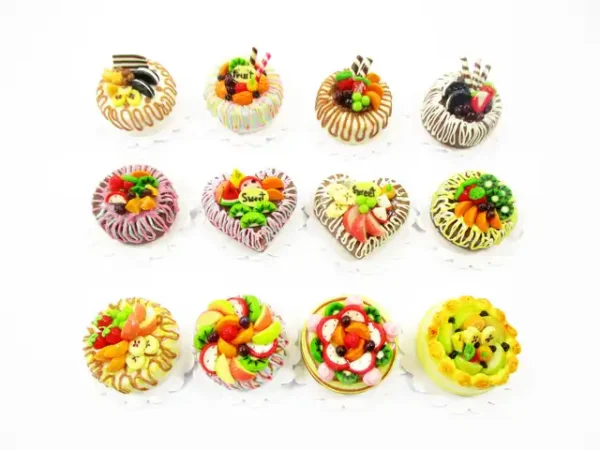 Dollhouse Miniature Food NEW 12 Mixed Fruit Cake 2 cm Doll Food Bakery 15702 - Image 3