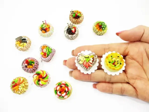 Dollhouse Miniature Food NEW 12 Mixed Fruit Cake 2 cm Doll Food Bakery 15702 - Image 8